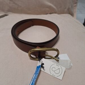 Treasure & Bond Brown Belt with Gold Buckle